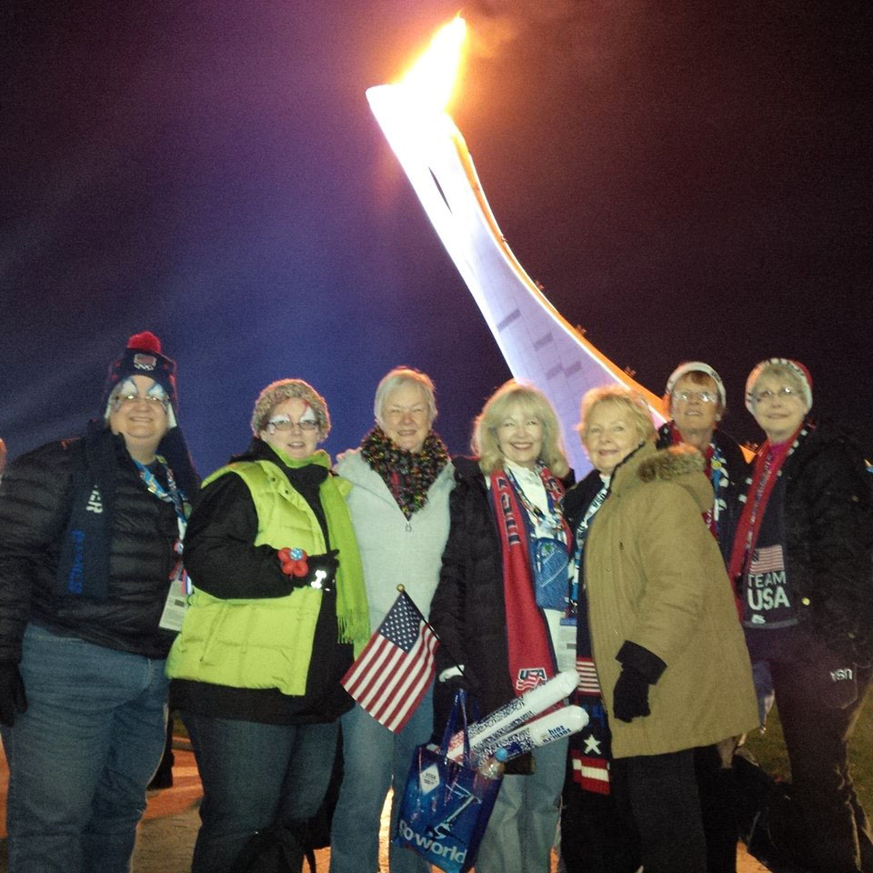 Below the Sochi Olympic Flame